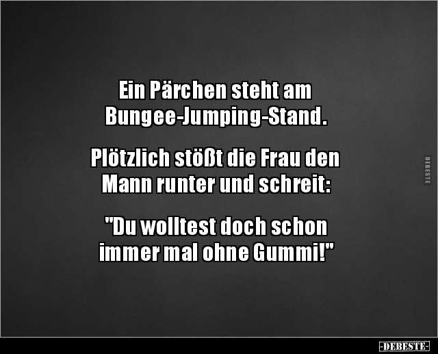 Ein Pärchen steht am Bungee-Jumping-Stand.. - Lustige Bilder | DEBESTE.de