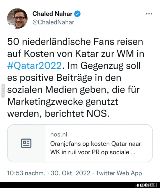 50 niederländische Fans reisen auf Kosten von Katar zur WM.. - Lustige Bilder | DEBESTE.de