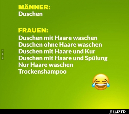 MÄNNER: Duschen / FRAUEN: Duschen mit Haare waschen.. - Lustige Bilder | DEBESTE.de