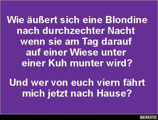 Wie äußert sich eine Blondine nach durchzechter Nacht.. - Lustige Bilder | DEBESTE.de
