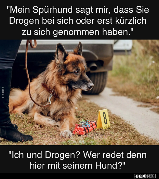 "Mein Spürhund sagt mir, dass Sie Drogen bei sich.." - Lustige Bilder | DEBESTE.de