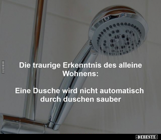 Die traurige Erkenntnis des alleine Wohnens: Eine Dusche.. - Lustige Bilder | DEBESTE.de