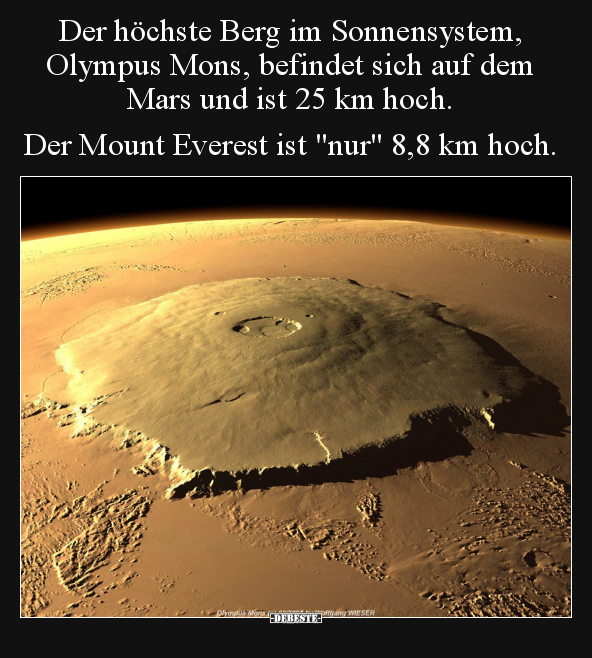 Der höchste Berg im Sonnensystem, Olympus Mons, befindet.. - Lustige Bilder | DEBESTE.de