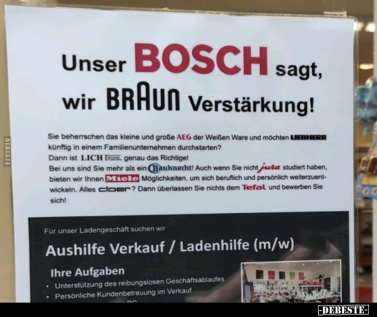 Unser BOSCH sagt, wir BRAUN Verstärkung!.. - Lustige Bilder | DEBESTE.de
