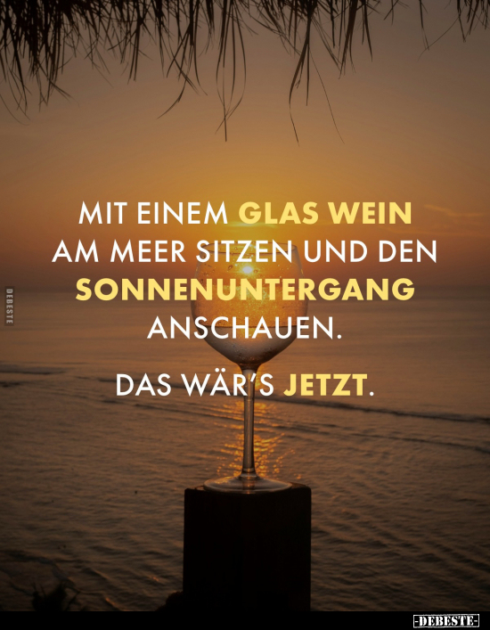 Mit einem Glas Wein am Meer sitzen.. - Lustige Bilder | DEBESTE.de