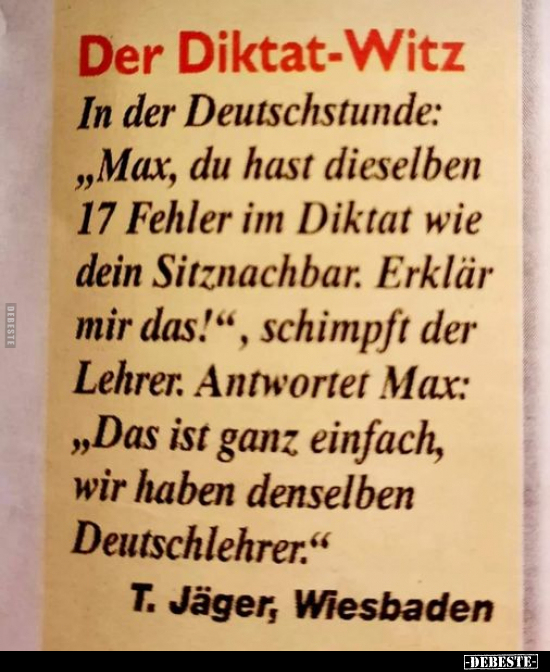 Der Diktat-Witz - In der Deutschstunde: „Max, du hast.." - Lustige Bilder | DEBESTE.de