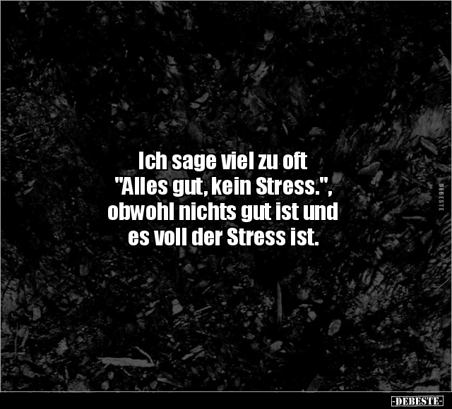 Ich sage viel zu oft "Alles gut, kein Stress.", obwohl.. - Lustige Bilder | DEBESTE.de