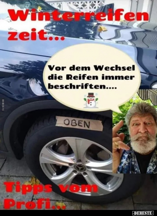 Vor dem Wechsel die Reifen immer beschriften... - Lustige Bilder | DEBESTE.de