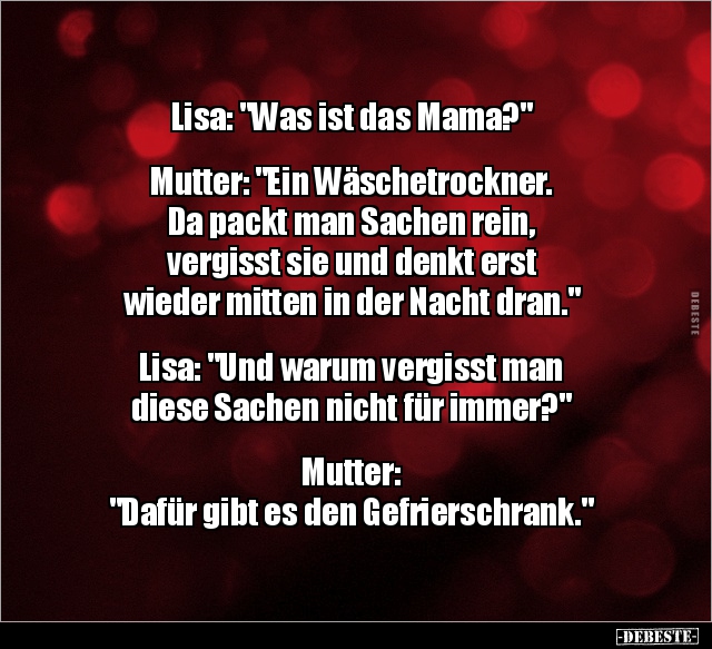 Lisa: "Was ist das Mama?" Mutter: "Ein Wäschetrockner..." - Lustige Bilder | DEBESTE.de