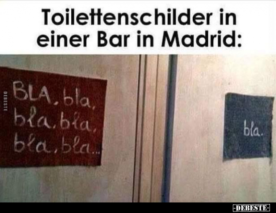 Toilettenschilder in einer Bar in Madrid.. - Lustige Bilder | DEBESTE.de