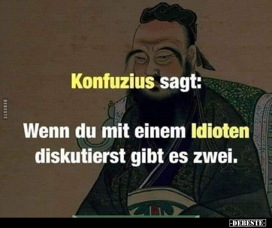 Konfuzius sagt: Wenn du mit einem Idioten diskutierst.. - Lustige Bilder | DEBESTE.de