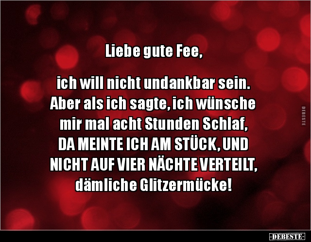 Liebe gute Fee, ich will nicht undankbar sein. Aber als ich.. - Lustige Bilder | DEBESTE.de