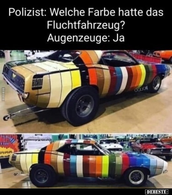 Polizist: Welche Farbe hatte das Fluchtfahrzeug?.. - Lustige Bilder | DEBESTE.de