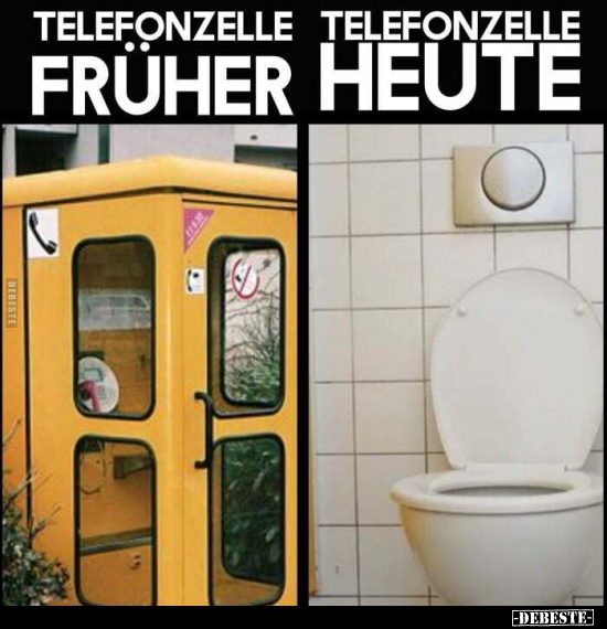 Telefonzelle früher / Telefonzelle heute... - Lustige Bilder | DEBESTE.de