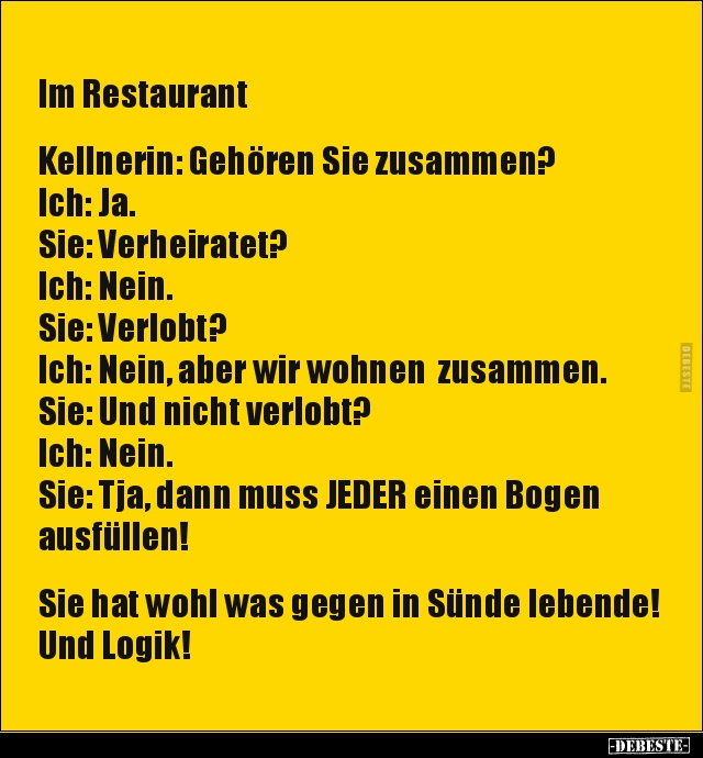 [ Im Restaurant ] Kellnerin: Gehören Sie zusammen?.. - Lustige Bilder | DEBESTE.de