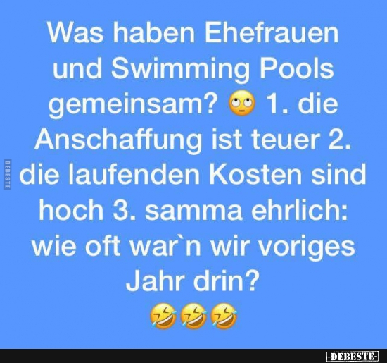 Was haben Ehefrauen und Swimming Pools gemeinsam? - Lustige Bilder | DEBESTE.de