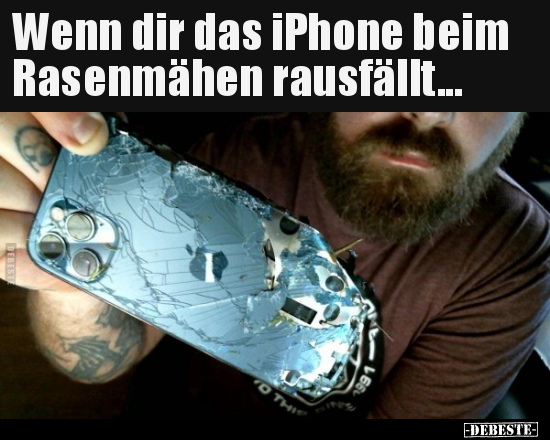 Wenn dir das iPhone beim Rasenmähen rausfällt... - Lustige Bilder | DEBESTE.de