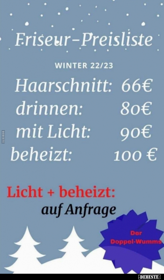 Friseur-Preisliste WINTER 22/23.. - Lustige Bilder | DEBESTE.de