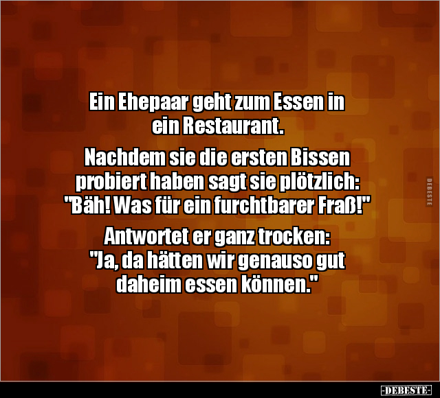Ein Ehepaar geht zum Essen in ein Restaurant... - Lustige Bilder | DEBESTE.de