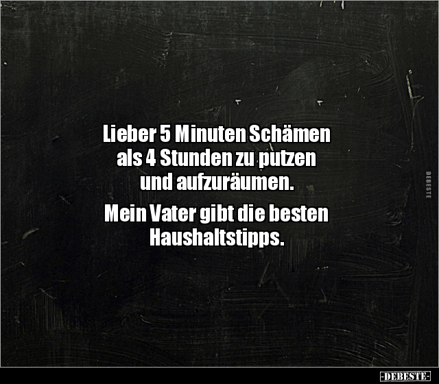 Lieber 5 Minuten Schämen als 4 Stunden zu putzen und.. - Lustige Bilder | DEBESTE.de