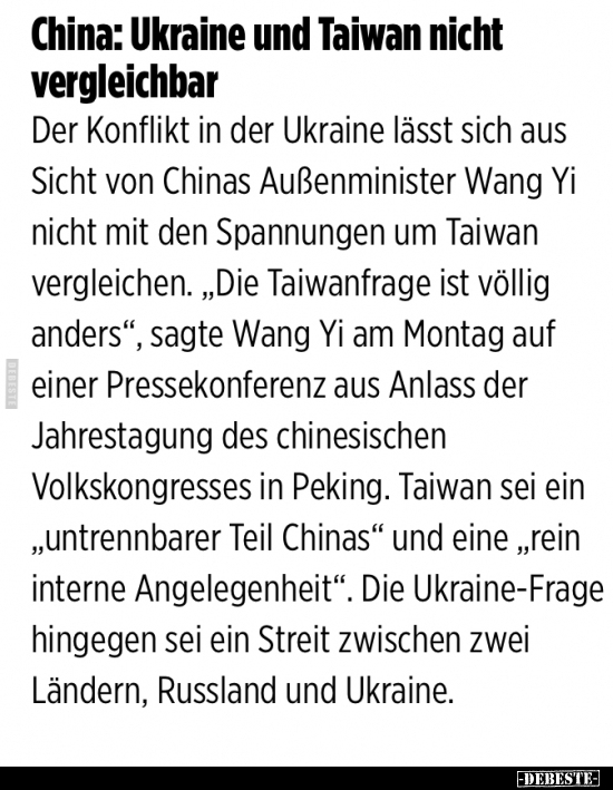 China: Ukraine und Taiwan nicht vergleichbar.. - Lustige Bilder | DEBESTE.de