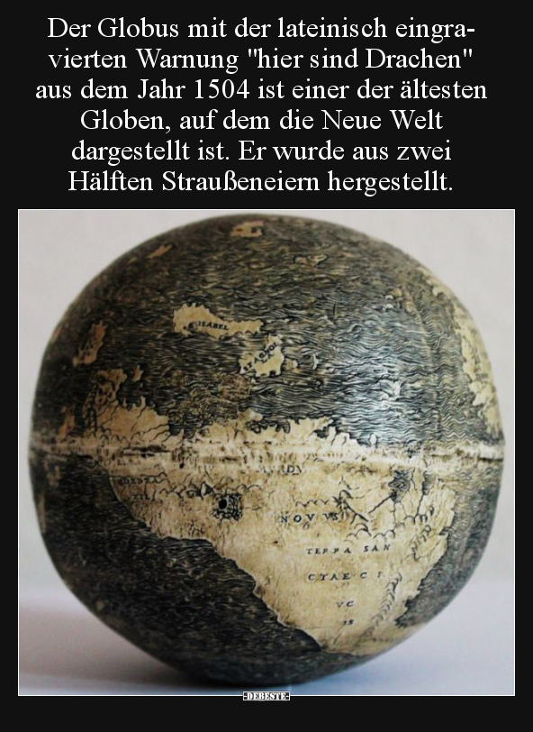 Der Globus mit der lateinisch eingravierten Warnung "hier.." - Lustige Bilder | DEBESTE.de