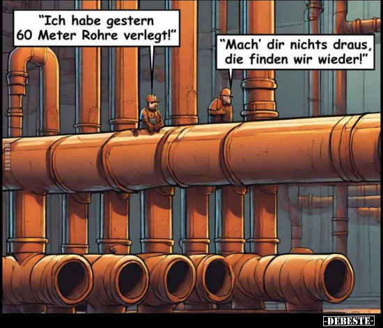 "Ich habe gestern 60 Meter Rohre verlegt!".. - Lustige Bilder | DEBESTE.de