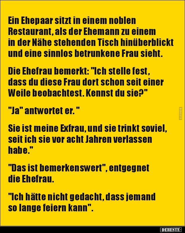Ein Ehepaar sitzt in einem noblen Restaurant, als der.. - Lustige Bilder | DEBESTE.de
