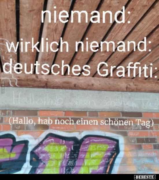 Niemand: Wirklich niemand: deutsches Graffiti: (Hallo, hab.. - Lustige Bilder | DEBESTE.de