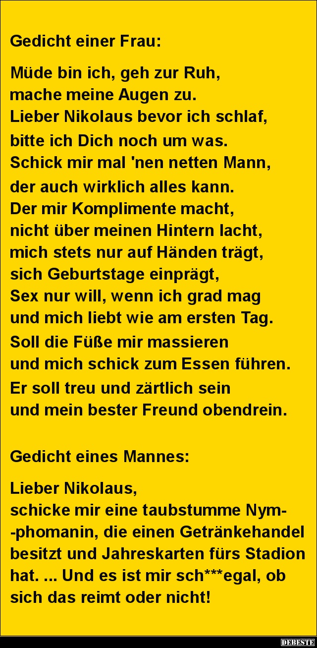 Gedicht einer Frau / Gedicht eines Mannes.. - Lustige Bilder | DEBESTE.de
