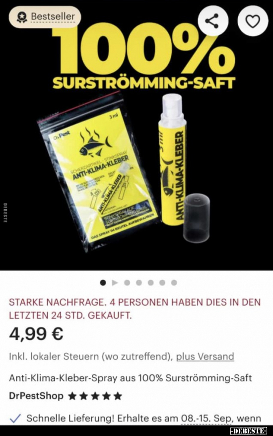 Anti-Klima-Kleber-Spray aus 100% Surströmming-Saft.. - Lustige Bilder | DEBESTE.de