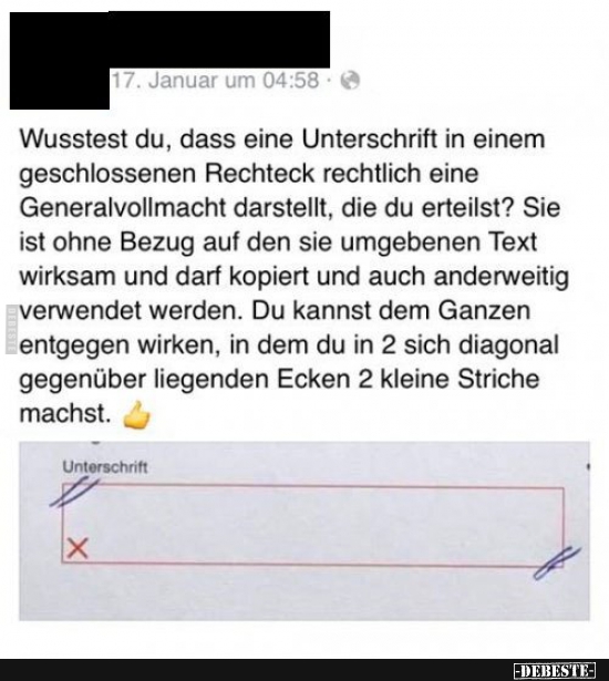 Wusstest du, dass eine Unterschrift in einem geschlossenen Rechteck.. - Lustige Bilder | DEBESTE.de