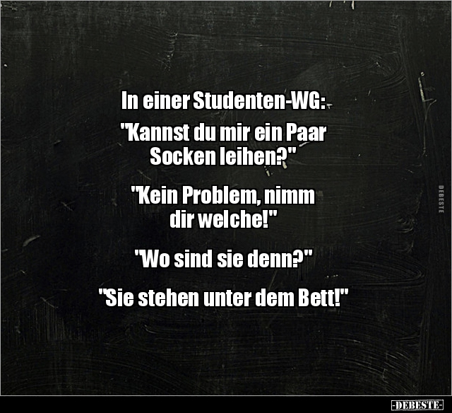 In einer Studenten-WG: "Kannst du mir ein Paar Socken.." - Lustige Bilder | DEBESTE.de