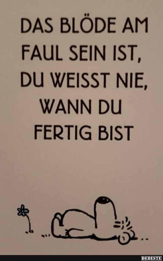 Das Blöde am Faulsein ist, Du weißt nie, wann Du fertig bist.. - Lustige Bilder | DEBESTE.de
