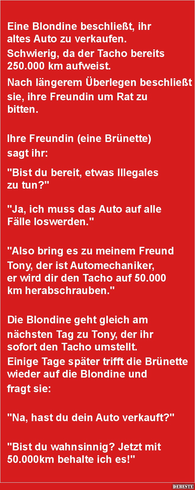 Eine Blondine beschließt, ihr altes Auto zu verkaufen. - Lustige Bilder | DEBESTE.de