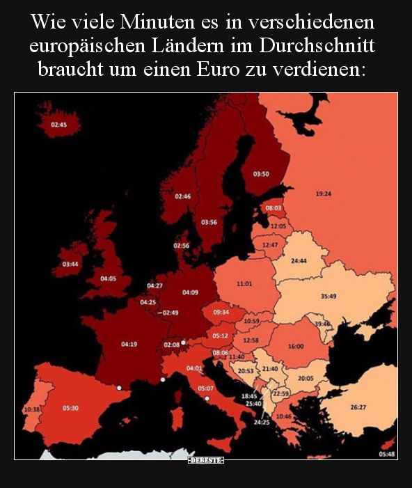 Wie viele Minuten es in verschiedenen europäischen Ländern.. - Lustige Bilder | DEBESTE.de