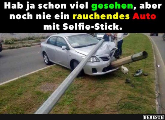Hab ja schon viel gesehen, aber noch nie ein rauchendes Auto mit Selfie-Stick.. - Lustige Bilder | DEBESTE.de
