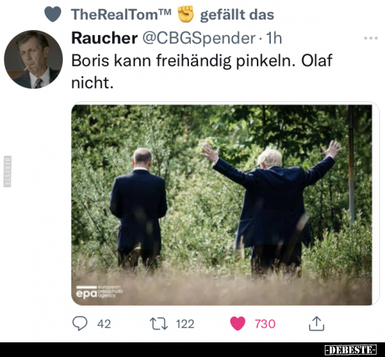Boris kann freihändig pinkeln. Olaf nicht... - Lustige Bilder | DEBESTE.de