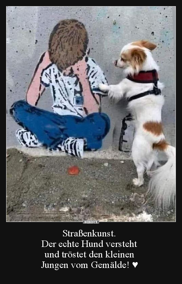 Straßenkunst. Der echte Hund versteht.. - Lustige Bilder | DEBESTE.de