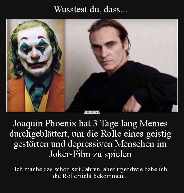 Wusstest du, dass... Joaquin Phoenix hat 3 Tage lang Memes.. - Lustige Bilder | DEBESTE.de