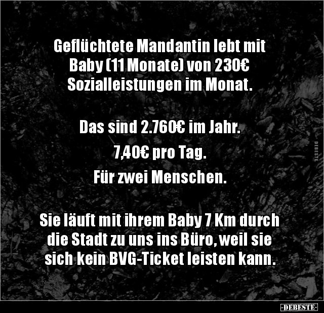 Geflüchtete Mandantin lebt mit Baby (11 Monate) von.. - Lustige Bilder | DEBESTE.de