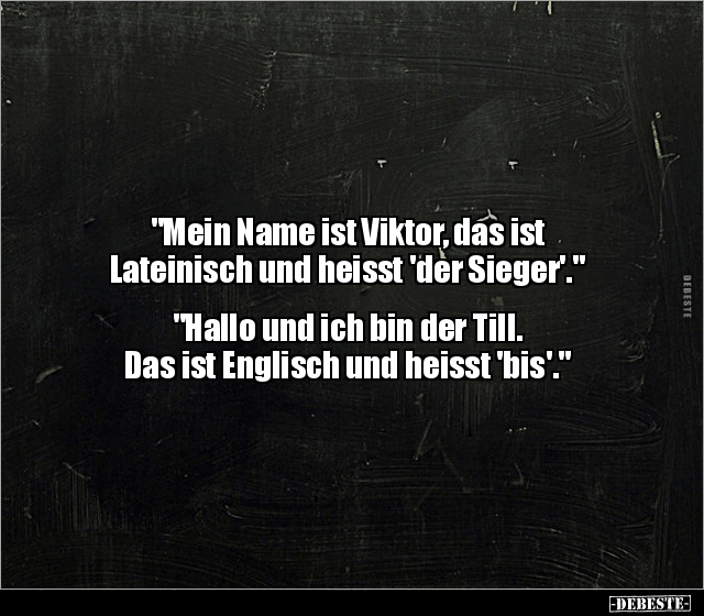 "Mein Name ist Viktor, das ist Lateinisch und heisst 'der.." - Lustige Bilder | DEBESTE.de