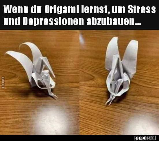 Wenn du Origami lernst, um Stress und Depressionen.. - Lustige Bilder | DEBESTE.de
