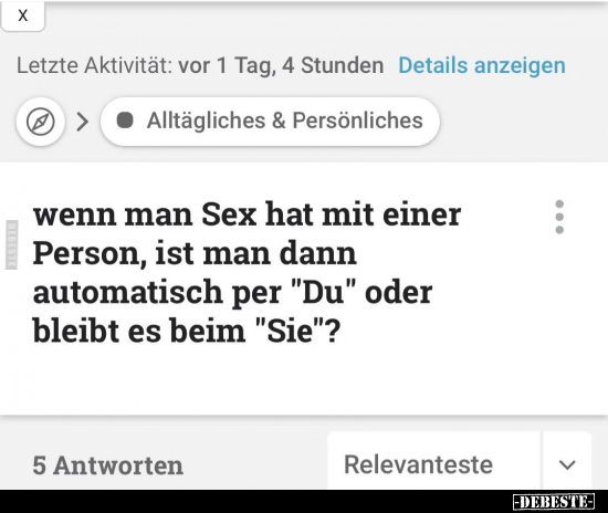 Wenn man S*ex hat mit einer Person, ist man dann automatisch.. - Lustige Bilder | DEBESTE.de