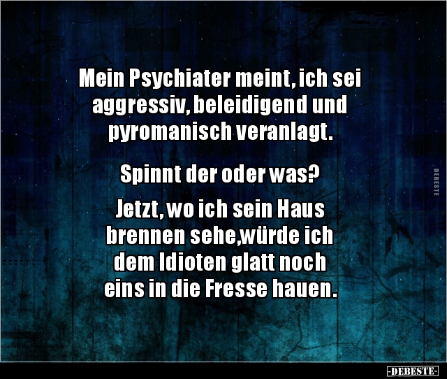 Mein Psychiater meint, ich sei aggressiv, beleidigend und.. - Lustige Bilder | DEBESTE.de