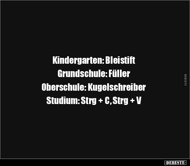 Kindergarten: Bleistift... Grundschule: Füller... - Lustige Bilder | DEBESTE.de