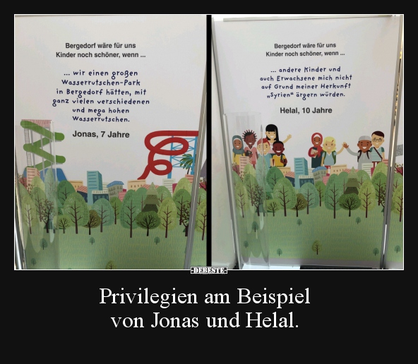 Privilegien am Beispiel von Jonas und Helal... - Lustige Bilder | DEBESTE.de