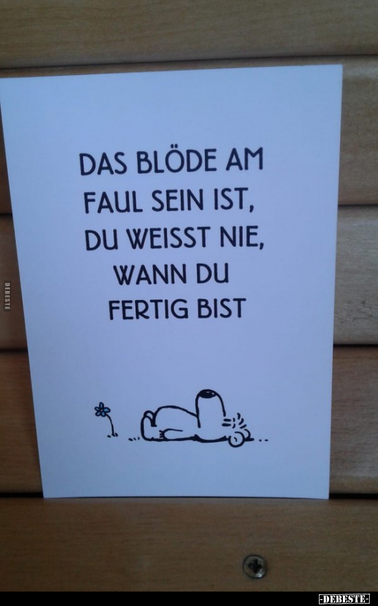 Das Blöde am faul sein ist, du weißt nie wann du fertig.. - Lustige Bilder | DEBESTE.de