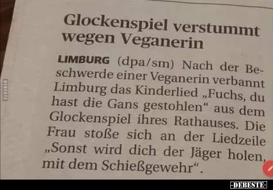 Glockenspiel verstummt wegen Veganerin.. - Lustige Bilder | DEBESTE.de