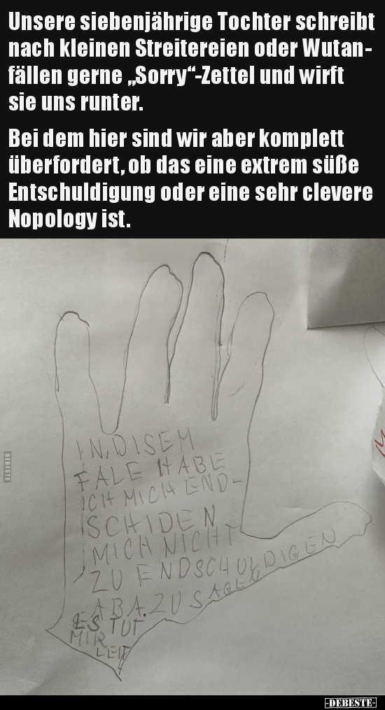 Unsere siebenjährige Tochter schreibt nach kleinen.. - Lustige Bilder | DEBESTE.de